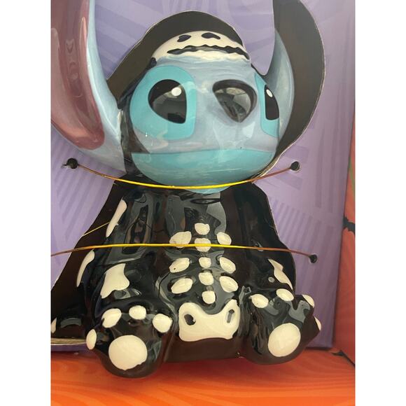 Disney Stitch & Scrump Halloween Skeleton Ceramic Salt & Pepper Shakers NEW - Picture 2 of 10